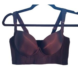 Bustier Padded Pushup Black 7 Hook & Eye Back Closure Bralette Size 34C US